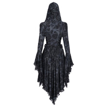 Load image into Gallery viewer, CT246 Gothic Women Flared Sleeves Tie-dyed flocked hooded cardigan jacket
