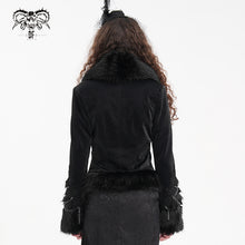 Load image into Gallery viewer, CT239 Gothic Women Black Patterned leather long-sleeved short wool jacket
