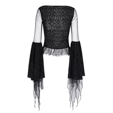 Load image into Gallery viewer, ETT039 Gothic Women Velvet and Burnt-out Mesh Long Sleeve T-Shirt

