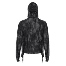 Load image into Gallery viewer, TT318 Black and Grey Two-Tone Distressed Striped Long-Sleeve Hoodie T-Shirt
