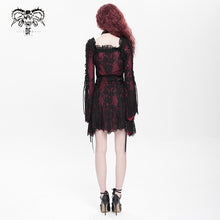 Load image into Gallery viewer, SKT24502 Red floral Lace Long Sleeve Gothic Dress
