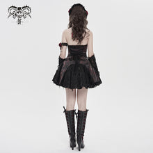 Load image into Gallery viewer, SKT25402 Dark Red Jacquard Rose Pattern Woven Gothic Lolita Dress
