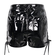 Load image into Gallery viewer, PT207 glazed Leather Stitching Diamond Mesh Strap shorts
