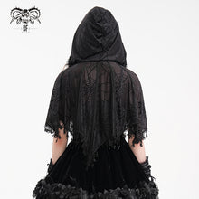 Load image into Gallery viewer, CA047 Women Gothic Flocked Spider Web Hooded Shawl
