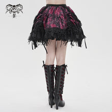 Load image into Gallery viewer, SKT25102 Red Heart-Patterned Corduroy &amp; Velvet Patchwork Gothic Mini Skirt
