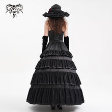 Load image into Gallery viewer, SKT22401 Black party Gothic long suspender dress
