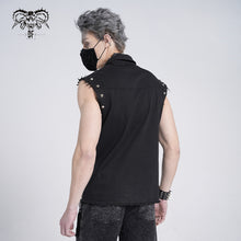 Load image into Gallery viewer, SHT007 club punk rock unedged sleeveless black men faded shirts with pocket
