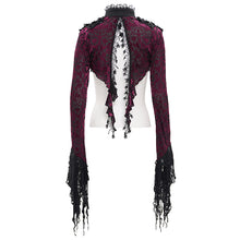 Load image into Gallery viewer, ECA02002 Gothic pattern women flared sleeves red velvet short lace shawl
