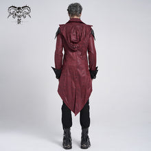 Load image into Gallery viewer, CT06902 punk handsome movie cool actor red hooded leather long coats

