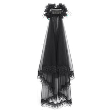 Load image into Gallery viewer, EAS016 Black beaded and diamond big flower veil
