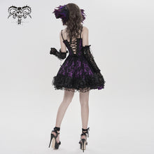 Load image into Gallery viewer, SKT256 Gothic Jacquard and Purple Satin Patchwork Slip Dress
