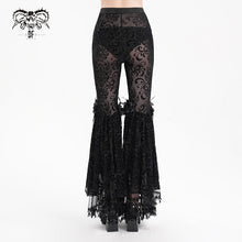 Load image into Gallery viewer, PT256 Flocked flower mesh high waist women&#39;s pants
