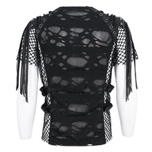 Load image into Gallery viewer, TT276 Punk hole mesh tasseled men&#39;s T-shirt
