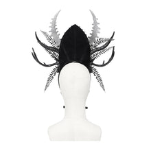 Load image into Gallery viewer, AS305 Halloween Antler and Antelope Horn Headband with Rose and Crescent Moon Accents

