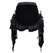 Load image into Gallery viewer, PT255 Gothic black women Pleated hem velvet shorts
