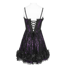 Load image into Gallery viewer, SKT256 Gothic Jacquard and Purple Satin Patchwork Slip Dress
