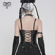Load image into Gallery viewer, CST00901 Black Punk-Style Glossy Leather Strapless Corset
