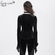 Load image into Gallery viewer, ETT04101 black Gothic shiny velvet halterneck long-sleeved T-shirt
