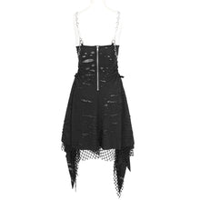 Load image into Gallery viewer, SKT201 Distressed knitted rhombus mesh heart-shaped suspender dress
