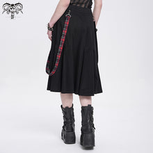 Load image into Gallery viewer, SKT082 daily life young girls fake 2 pieces black and red Scottish plaid overskirt with adjust loops
