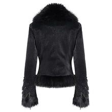 Load image into Gallery viewer, CT239 Gothic Women Black Patterned leather long-sleeved short wool jacket
