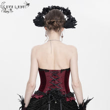 Load image into Gallery viewer, ECST01002 Red Gothic snake-print suede corset
