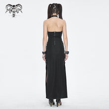 Load image into Gallery viewer, SKT193 Punk dark pattern knitted leather halterneck dress
