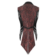 Load image into Gallery viewer, WT07602 wine Gothic jacquard peak lapel swallowtail men&#39;s suit vest

