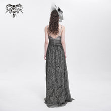 Load image into Gallery viewer, ESKT008 punk wedding branch embroidery smoky pattern sexy women silk chiffon halter dress
