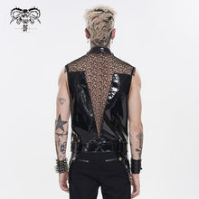 Load image into Gallery viewer, WT107 Punk Tree-Patterned Mesh &amp; Patent Leather Vest
