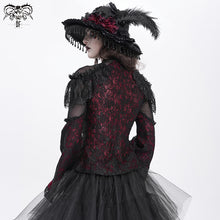 Load image into Gallery viewer, TT27902 Dark Red Gothic Double Lace Mesh Women T-Shirt
