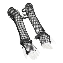 Load image into Gallery viewer, GE028 Punk big diamond mesh faux leather studded sleeves
