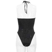 Load image into Gallery viewer, SST022 Skull Mesh Knit Halter Swimsuit
