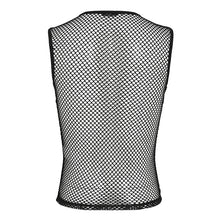 Load image into Gallery viewer, TT317 Large Diamond Mesh &amp; Faux Leather Paneled Woven Punk T-Shirt
