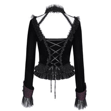 Load image into Gallery viewer, CT252 Gothic shiny material halter neck long sleeve short jacket for women
