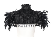 Load image into Gallery viewer, ECA018 Gothic Rose Embossed Velvet Feather Collar
