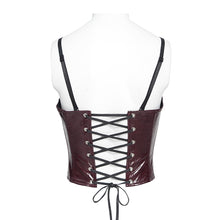 Load image into Gallery viewer, CST00902 Red Punk-Style Glossy Leather Strapless Corset

