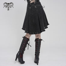 Load image into Gallery viewer, SKT260 Punk-Style Distressed Hem with Raw Edges I-shaped Pleated Skirt
