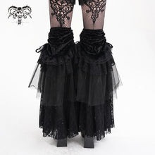 Load image into Gallery viewer, AS194 black women Gothic velvet pattern puffy lace leg warmers
