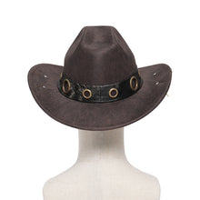 Load image into Gallery viewer, AS266 Punk brown cowboy hat with spiked brim
