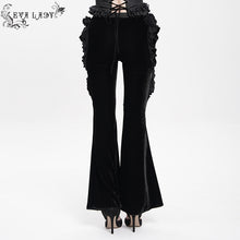 Load image into Gallery viewer, EPT02001 Velvet-knit flared trousers with side ruffles
