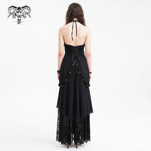 Load image into Gallery viewer, SKT213 Punk halter neck long dress with drawstring at chest

