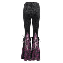 Load image into Gallery viewer, EPT01402 Black and purple Gothic velveteen embossed flared pants

