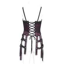 Load image into Gallery viewer, ECST00802 red Gothic fringed iris one-piece bustle corset for women
