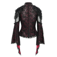Load image into Gallery viewer, TT27902 Dark Red Gothic Double Lace Mesh Women T-Shirt
