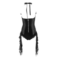 Load image into Gallery viewer, SX027 Gothic Velvet Lace mesh Sexy lingerie Bodysuit
