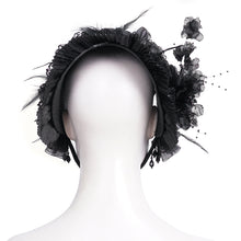 Load image into Gallery viewer, AS195 gothic black Lolita lace Big flower tassel half hat

