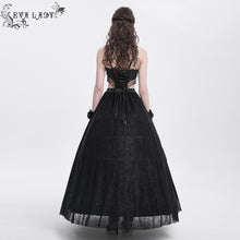 Load image into Gallery viewer, ESKT05901 Black Rose cutout waist strapless dress
