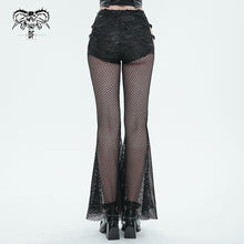 Load image into Gallery viewer, PT209 Faux leather and mesh spliced side bandage flared pants

