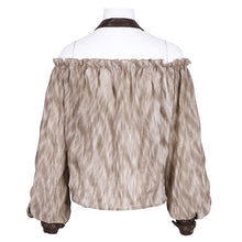 Load image into Gallery viewer, TT27702 Steampunk Halter neck off shoulder long sleeve loose T-shirt
